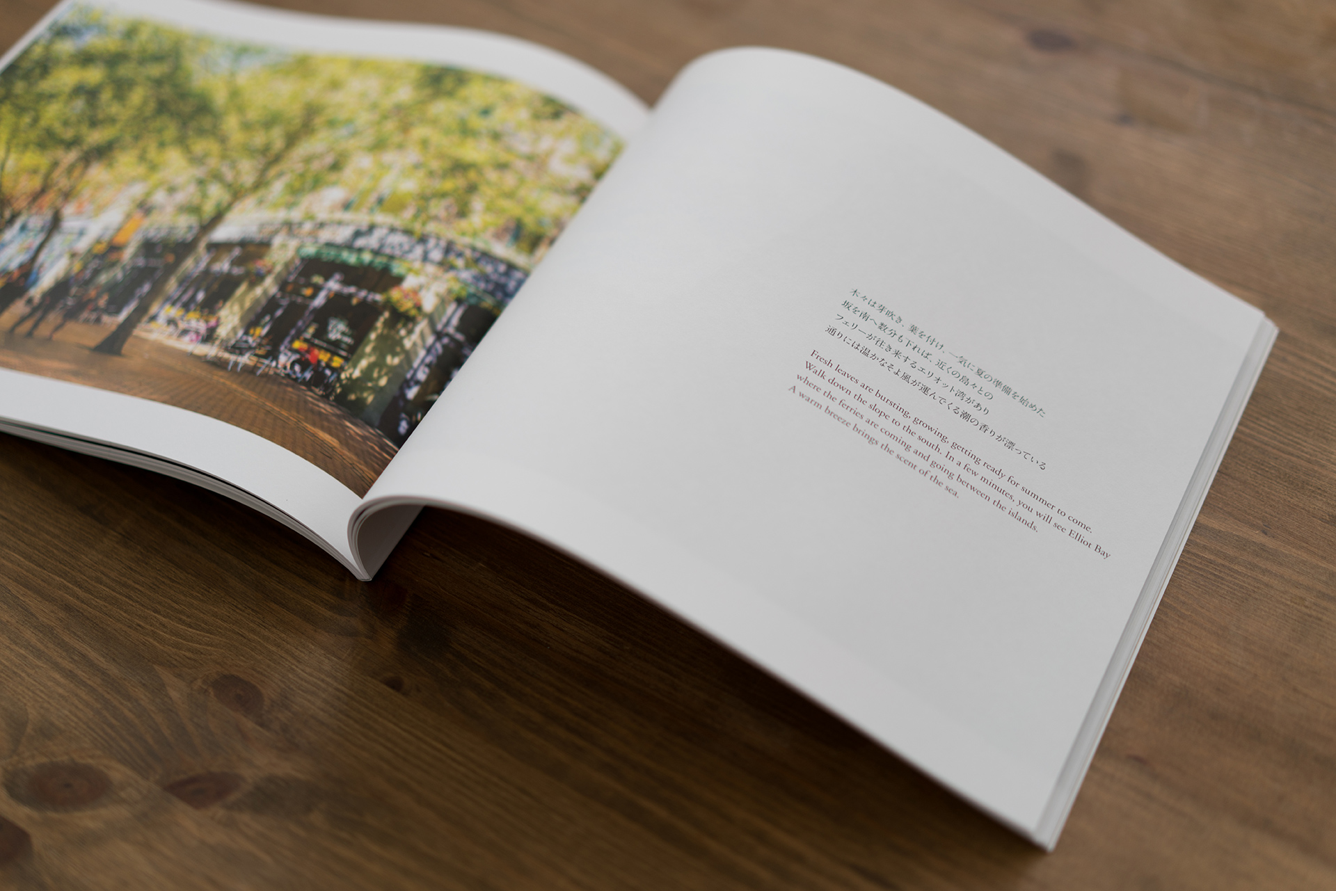 The finished photo book, opened on a table
